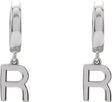 14K Gold Initial R Huggie Earrings - White Gold