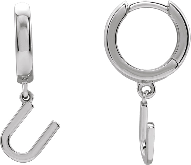 Platinum Initial U Huggie Earrings