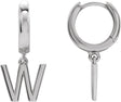 14K Gold Initial W Huggie Earrings - White Gold