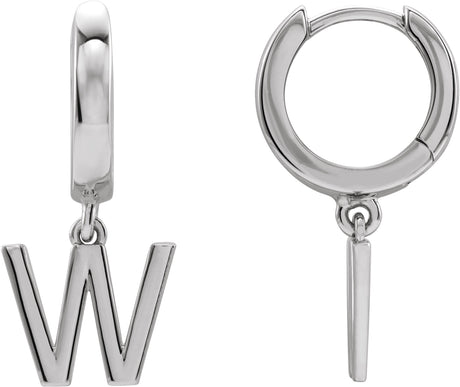 14K Gold Initial W Huggie Earrings - White Gold