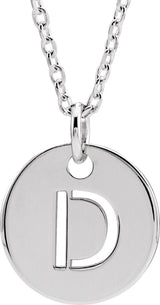 14K Gold Initial D Necklace or Pendant - White Gold