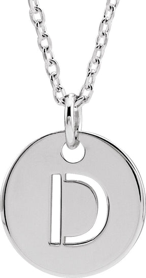 14K Gold Initial D Necklace or Pendant - White Gold