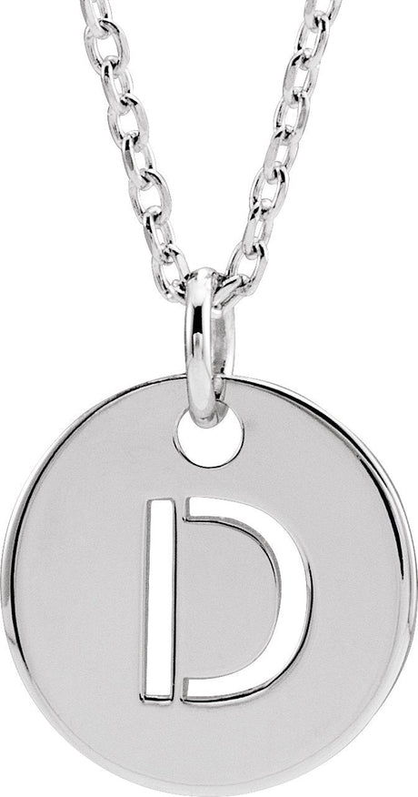 14K Gold Initial D Necklace or Pendant - White Gold