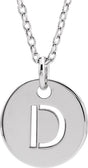 14K Gold Initial D Necklace or Pendant - White Gold