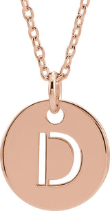 14K Gold Initial D Necklace or Pendant - Rose Gold