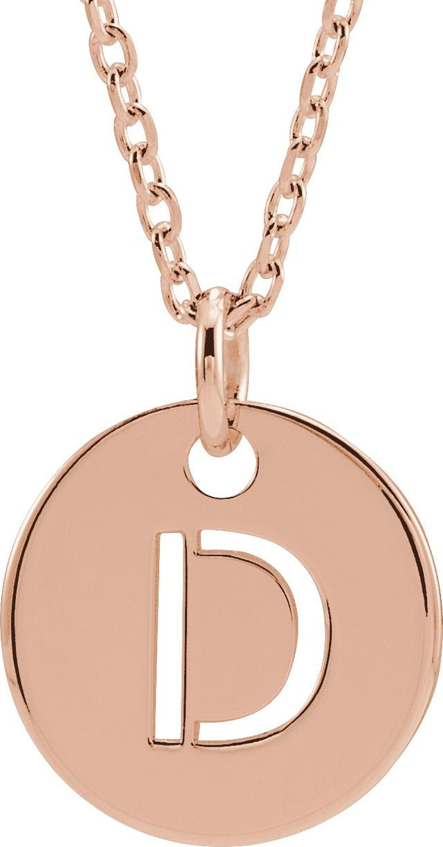14K Gold Initial D Necklace or Pendant - Rose Gold
