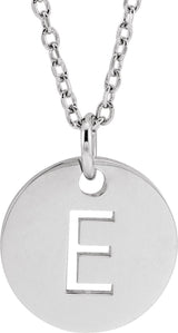 14K Gold Initial E Necklace or Pendant - White Gold