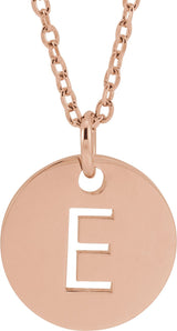 14K Gold Initial E Necklace or Pendant - Rose Gold