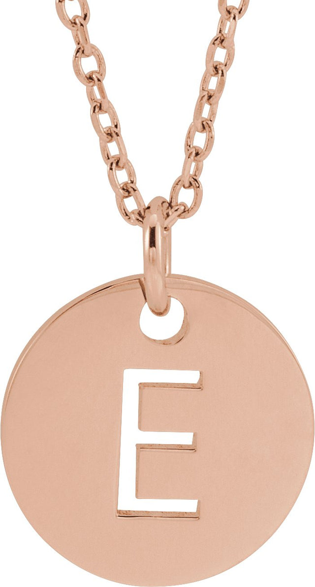 14K Gold Initial E Necklace or Pendant - Rose Gold