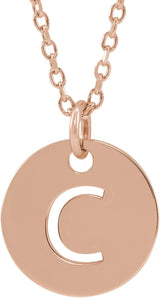 14K Gold Initial C Necklace or Pendant - Rose Gold
