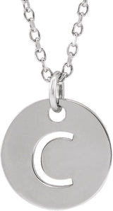 14K Gold Initial C Necklace or Pendant - White Gold