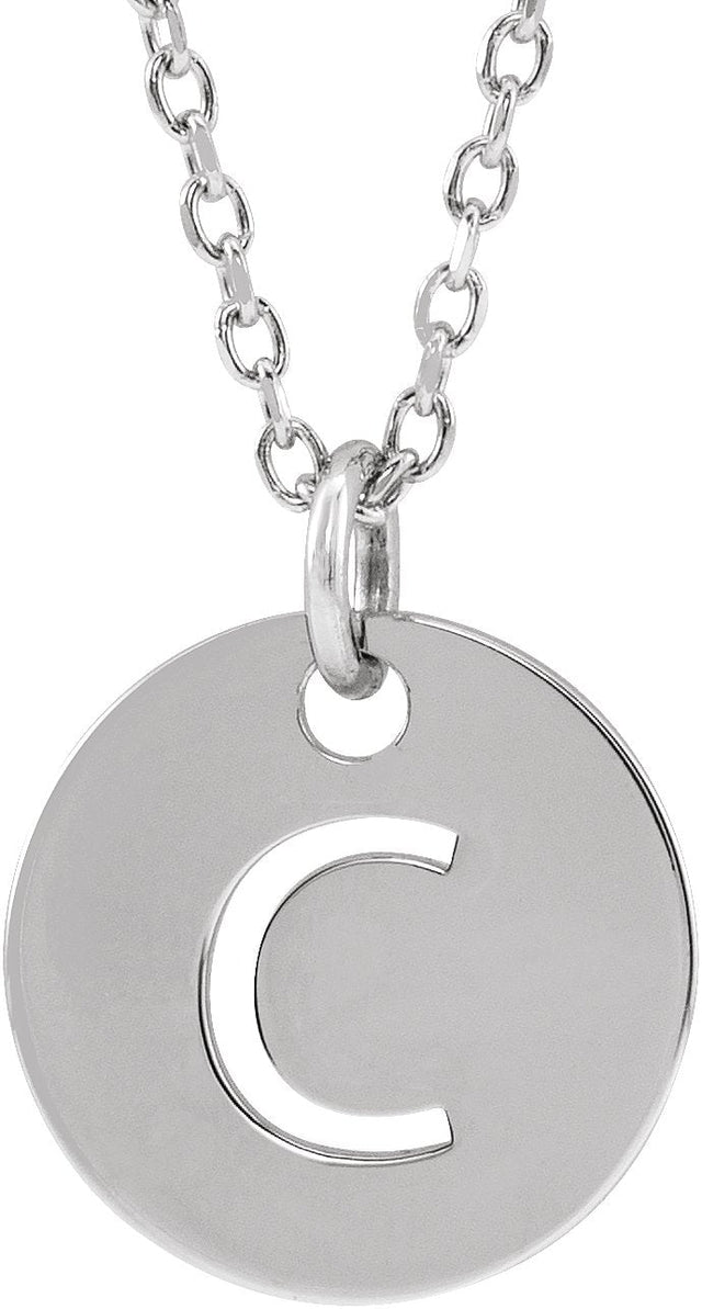 14K Gold Initial C Necklace or Pendant - White Gold