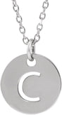 14K Gold Initial C Necklace or Pendant - White Gold