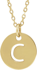 14K Gold Initial C Necklace or Pendant - Yellow Gold