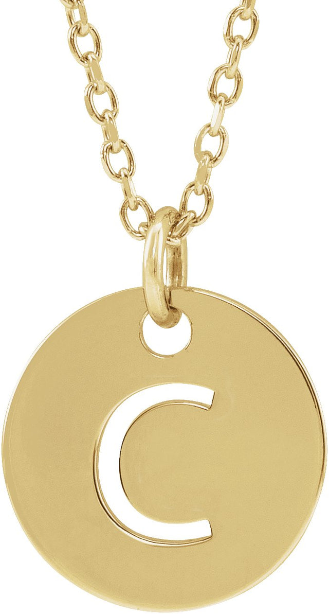 14K Gold Initial C Necklace or Pendant - Yellow Gold