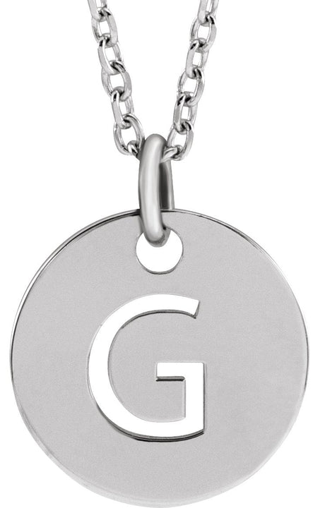 14K Gold Initial G Necklace or Pendant - White Gold