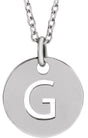 14K Gold Initial G Necklace or Pendant - White Gold