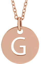 14K Gold Initial G Necklace or Pendant - Rose Gold