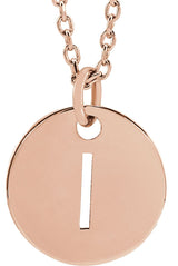 14K Gold Initial I Necklace or Pendant - Rose Gold