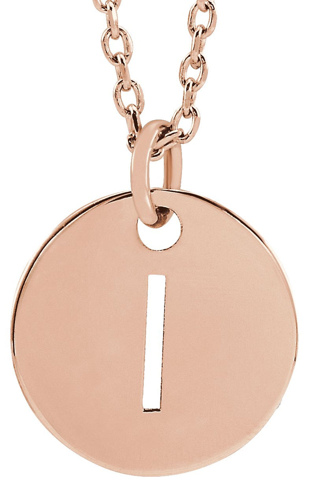 14K Gold Initial I Necklace or Pendant - Rose Gold