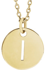 14K Gold Initial I Necklace or Pendant - Yellow Gold