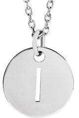 14K Gold Initial I Necklace or Pendant - White Gold