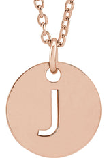 14K Gold Initial J Necklace or Pendant - Rose Gold