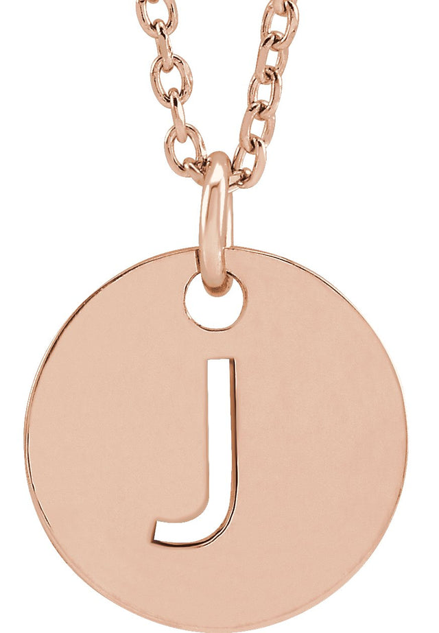 14K Gold Initial J Necklace or Pendant - Rose Gold