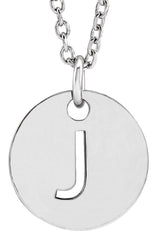 14K Gold Initial J Necklace or Pendant - White Gold