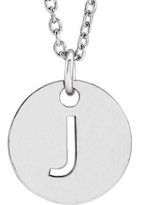 14K Gold Initial J Necklace or Pendant - White Gold
