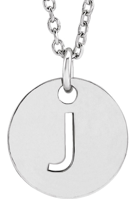 14K Gold Initial J Necklace or Pendant - White Gold