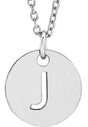 14K Gold Initial J Necklace or Pendant - White Gold
