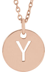 14K Gold Initial Y Necklace or Pendant - Rose Gold