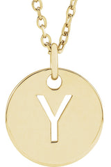 14K Gold Initial Y Necklace or Pendant - Yellow Gold