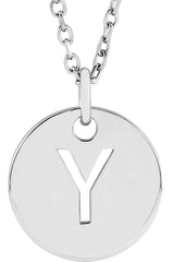 14K Gold Initial Y Necklace or Pendant - White Gold