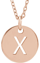 14K Gold Initial X Necklace or Pendant - Rose Gold