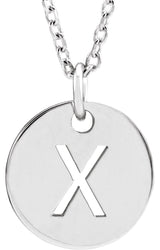 14K Gold Initial X Necklace or Pendant - White Gold