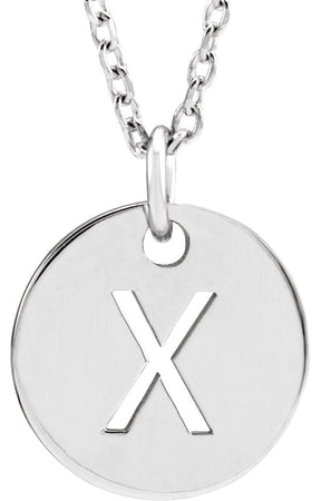 14K Gold Initial X Necklace or Pendant - White Gold