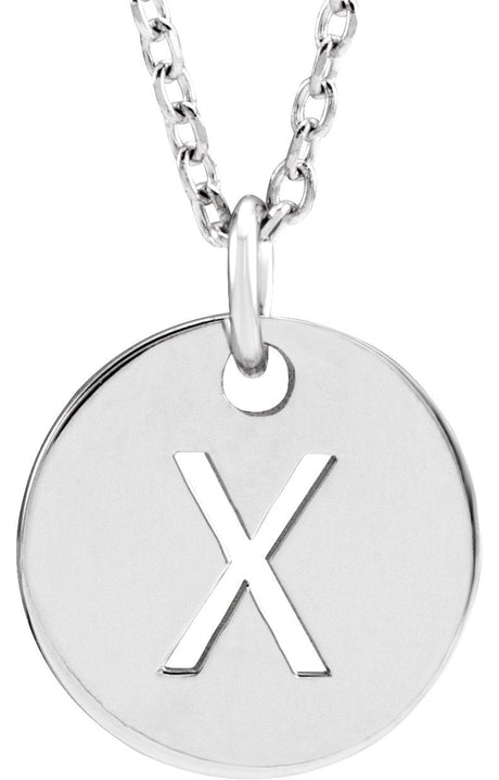 14K Gold Initial X Necklace or Pendant - White Gold