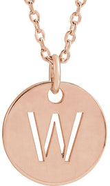 14K Gold Initial W Necklace or Pendant - Rose Gold