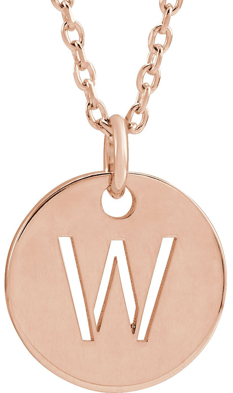 14K Gold Initial W Necklace or Pendant - Rose Gold