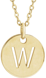 14K Gold Initial W Necklace or Pendant - Yellow Gold