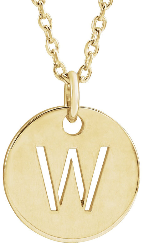 14K Gold Initial W Necklace or Pendant - Yellow Gold