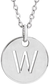 14K Gold Initial W Necklace or Pendant - White Gold