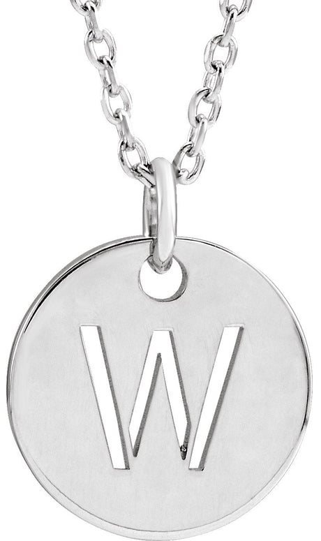 14K Gold Initial W Necklace or Pendant - White Gold