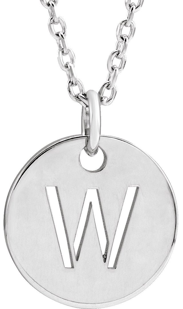 14K Gold Initial W Necklace or Pendant - White Gold