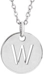 14K Gold Initial W Necklace or Pendant - White Gold