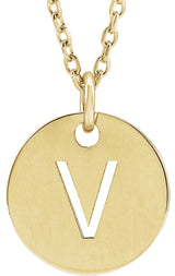 14K Gold Initial V Necklace or Pendant - Yellow Gold