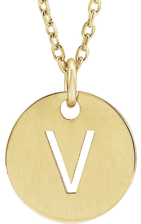 14K Gold Initial V Necklace or Pendant - Yellow Gold