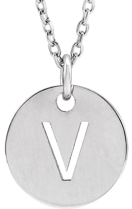 14K Gold Initial V Necklace or Pendant - White Gold